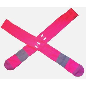 Under Armour Unisex Over the Calf Pink and Gray Team Socks Size Large